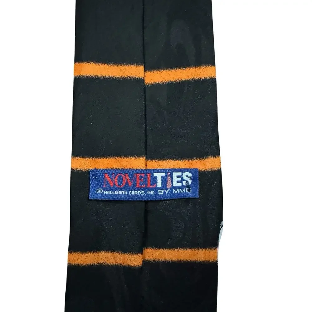 Hallmark Novel Ties Halloween Skeleton Pumpkin Jack O Lantern Vintage Necktie